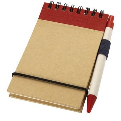 ZUSE JOTTER with Pen in Red & Beige Recycled Paper Jotter Contains 40 LinedxSheet of Recycled Pape