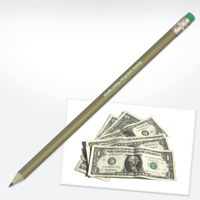 GREEN & GOOD RECYCLED MONEY PENCIL with Eraser in Green