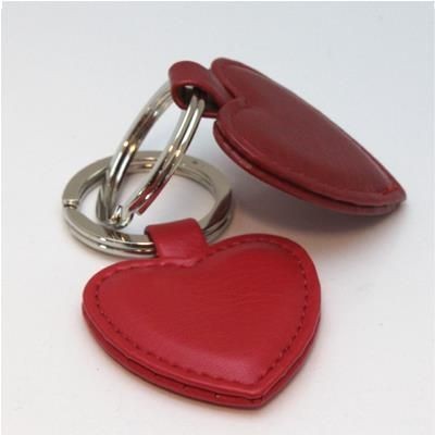 HEART SHAPE KEYRING FOB with Silver Chrome Split Ring in Belluno Soft Touchpu in Choice of 22 Colour