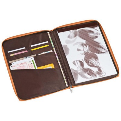 A4 NYLON CONFERENCE FOLDER WRITING CASE with Zipper in Orange