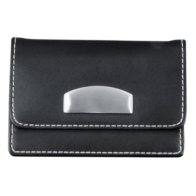 CRISMA DELUXE LEATHER BUSINESS CARD HOLDER in Black