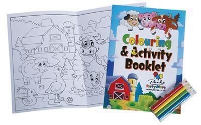 A5 SIZE 8 PAGE COLOURING BOOKLET & 4 PACK OF PENCIL SET