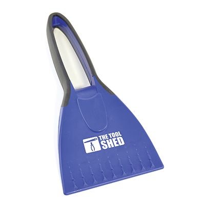 PLASTIC ICE SCRAPER with Rubber Covered Handle in Blue