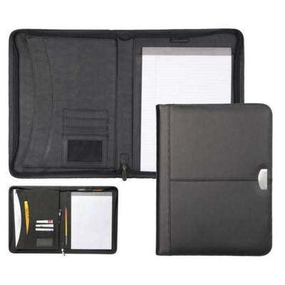 A4 LEATHER CONFERENCE FOLDER in Black