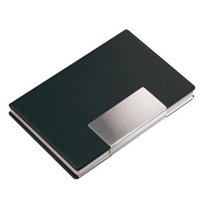 ALUMINIUM SILVER METAL BUSINESS CARD OR CREDIT CARD HOLDER CASE with Vinyl Cover