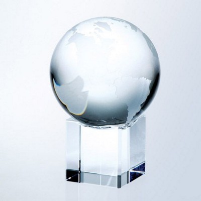 WORLD GLOBE GLASS AWARD WITH CUBE BASE Minimum Quantity: 1