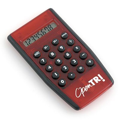 POCKET CALCULATOR with Rubber Grip in Red