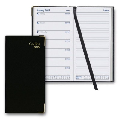 COLLINS BUSINESS POCKET SLIMCHART WEEKLY NOTES DIARY in Black