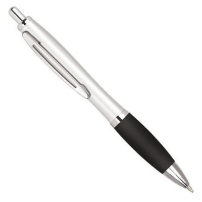 CONTOUR METAL BALL PEN in White with Black Grip