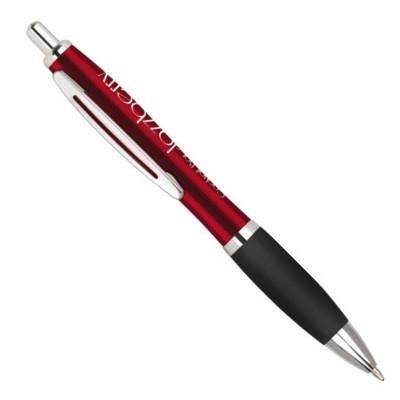 CONTOUR METAL BALL PEN in Red with Black Grip
