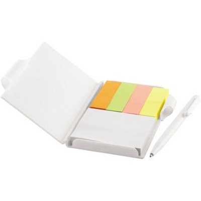 STICKY NOTE PAD with Pen in White