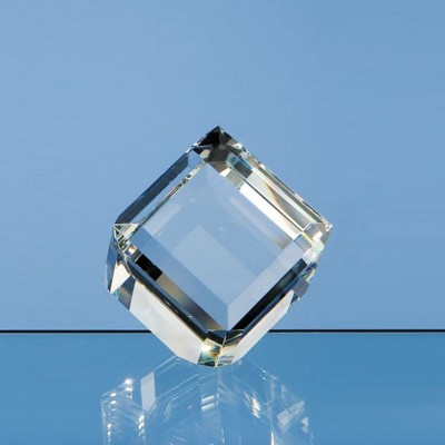6CM OPTICAL GLASS BEVEL EDGE CUBE PAPERWEIGHT