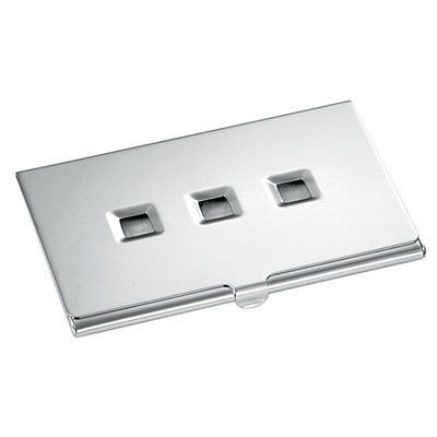 METAL BUSINESS CARD HOLDER in Silver with Squares