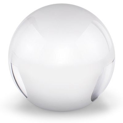 BALL PAPERWEIGHT with Cut Pattern in White Glass