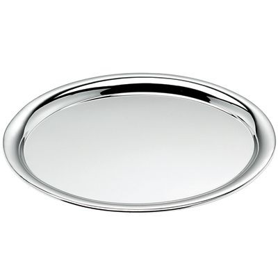 OVAL SILVER CHROME METAL SERVING TRAY