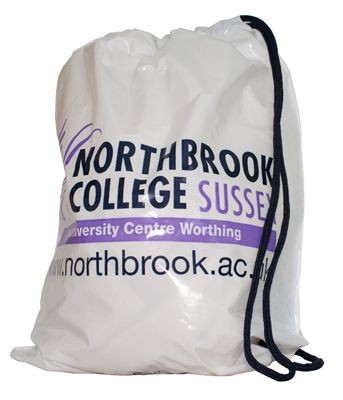 DUFFLE STYLE POLYTHENE PLASTIC CARRIER BAG in White
