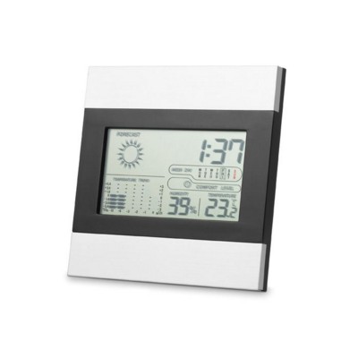 WEATHER STATION & CLOCK in Black & Silver