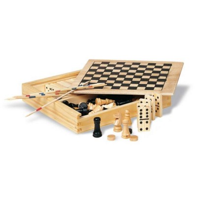 4 GAME SET in Wood Box