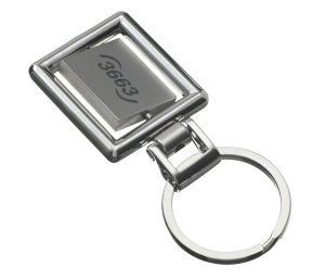 XENON SQUARE SPINNING KEYRING in Silver Metal