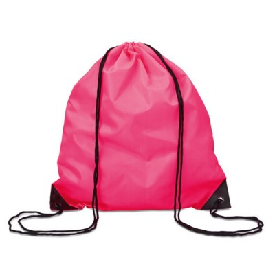 DRAWSTRING BACKPACK RUCKSACK with Cord in Fuchsia Pink