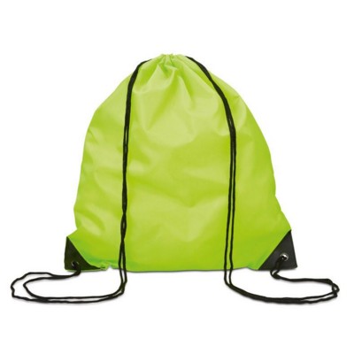 DRAWSTRING BACKPACK RUCKSACK with Cord in Lime Green