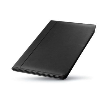 ZIP AROUND A4 BONDED LEATHER CONFERENCE FOLDER in Black