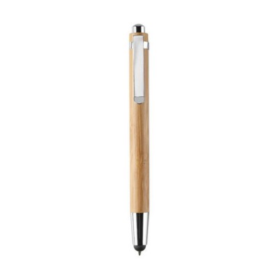 BAMBOO SOFT TIP BALL PEN with Metal Clip in Wood