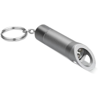 METAL LED TORCH KEYRING with Bottle Opener in Stone Grey