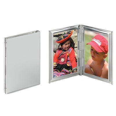 FINE SILVER PLATED METAL DOUBLE PHOTO FRAME