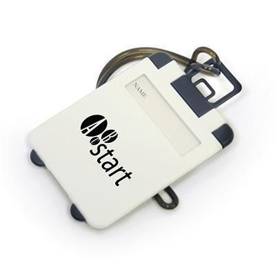 WICKHAM PLASTIC LUGGAGE TAG with Name View & Rubber Strap