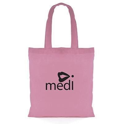 3-4OZ BUDGET COLOUR COTTON SHOPPER in Pink with Long Handles