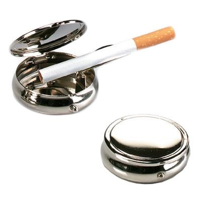 TRAVEL ASH TRAY in Polished Silver Metal