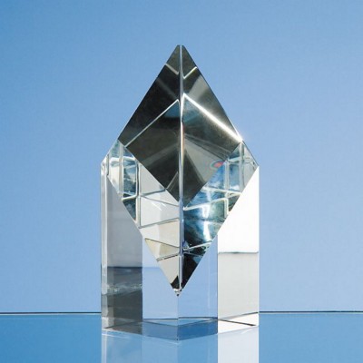 10CM OPTICAL CRYSTAL GLASS SLOPING DIAMOND AWARD