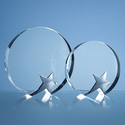 15CM OPTICAL GLASS CIRCLE AWARD with Silver Star