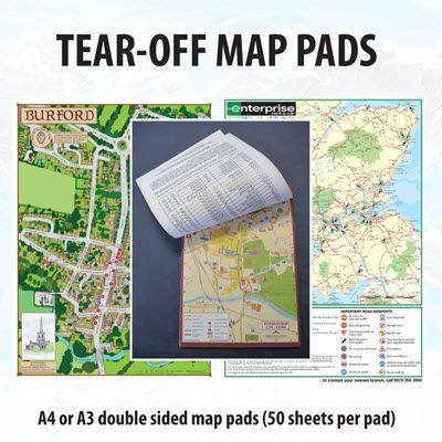 TEAR OFF BESPOKE MAP NOTE PAD Sizes Available: A4 or A3