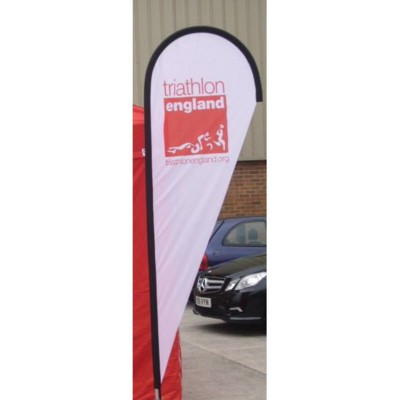 SMALL TEAR DROP FEATHER FLAG BANNER with Cross Base