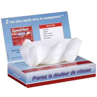 TISSUE CLASSIC 50 PLUS BOX with Folding Up Advertising Lid