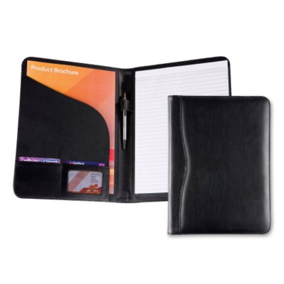 BALMORAL BONDED LEATHER A4 DELUXE CONFERENCE FOLDER in Black
